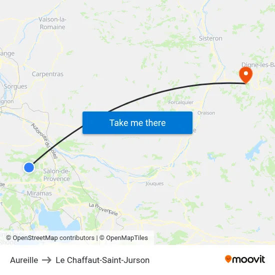 Aureille to Le Chaffaut-Saint-Jurson map
