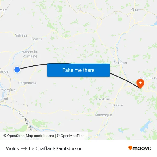 Violès to Le Chaffaut-Saint-Jurson map