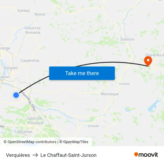 Verquières to Le Chaffaut-Saint-Jurson map