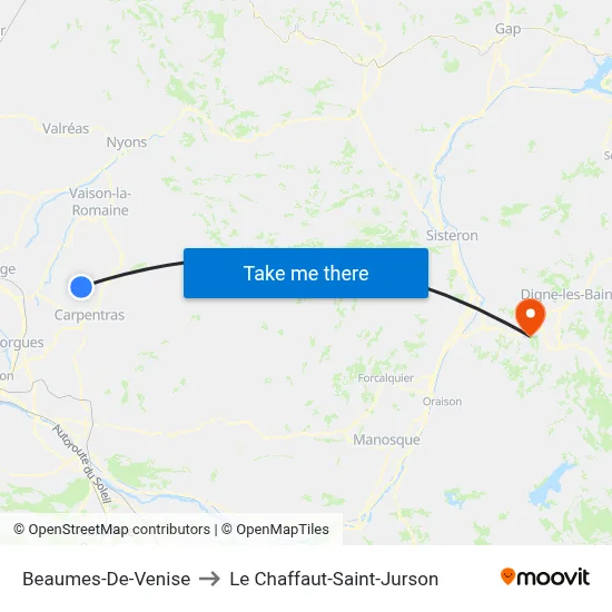 Beaumes-De-Venise to Le Chaffaut-Saint-Jurson map