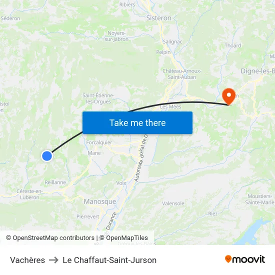 Vachères to Le Chaffaut-Saint-Jurson map