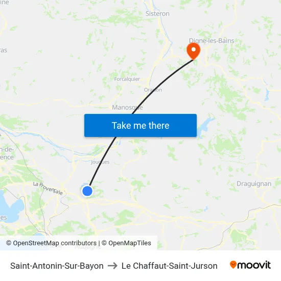 Saint-Antonin-Sur-Bayon to Le Chaffaut-Saint-Jurson map