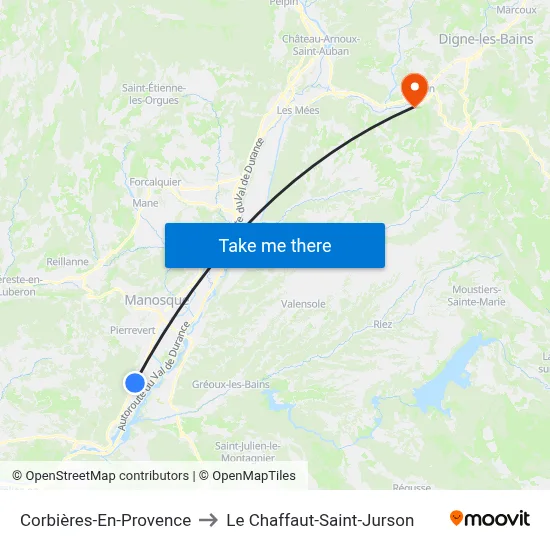 Corbières-En-Provence to Le Chaffaut-Saint-Jurson map