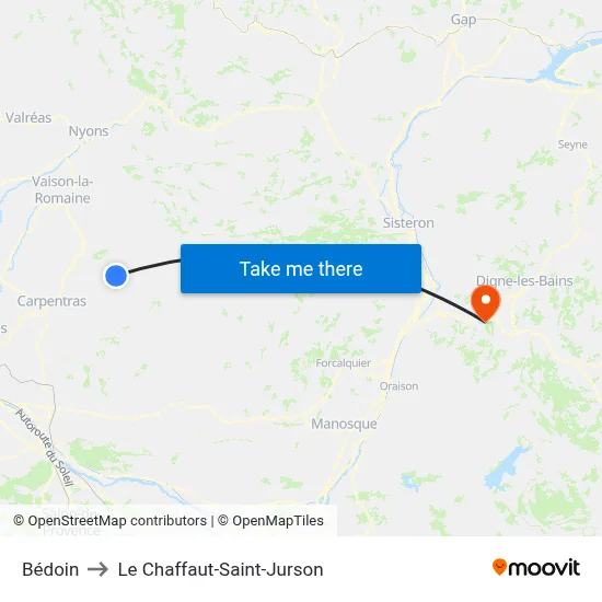 Bédoin to Le Chaffaut-Saint-Jurson map