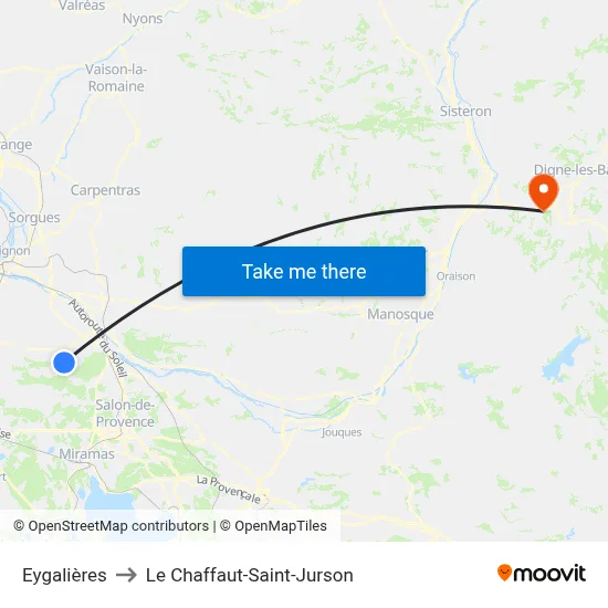Eygalières to Le Chaffaut-Saint-Jurson map