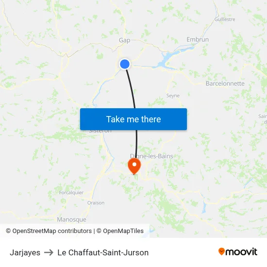 Jarjayes to Le Chaffaut-Saint-Jurson map