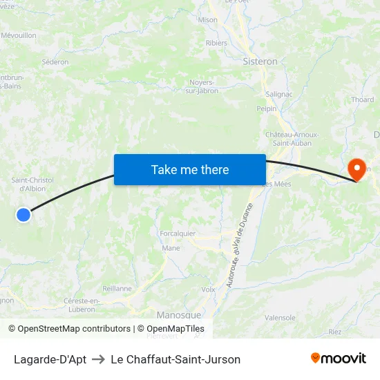 Lagarde-D'Apt to Le Chaffaut-Saint-Jurson map