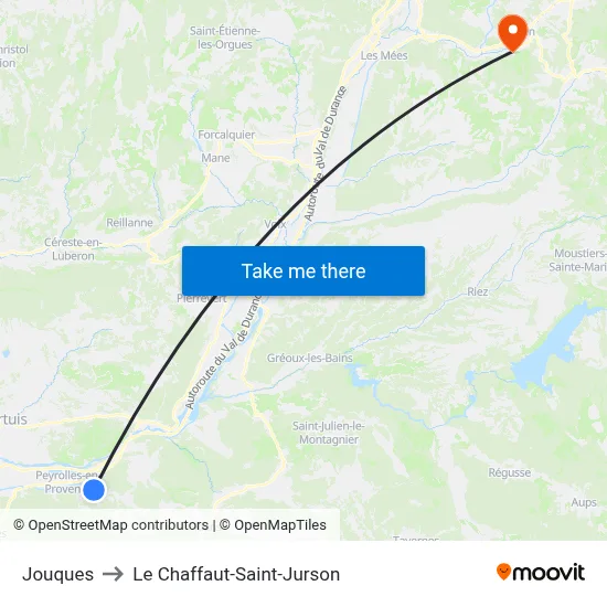 Jouques to Le Chaffaut-Saint-Jurson map