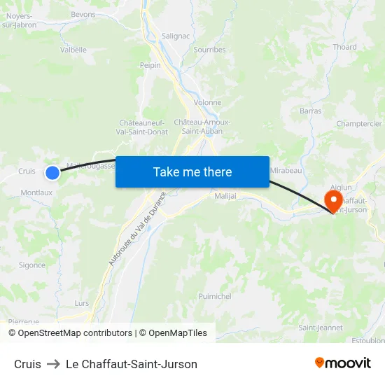 Cruis to Le Chaffaut-Saint-Jurson map