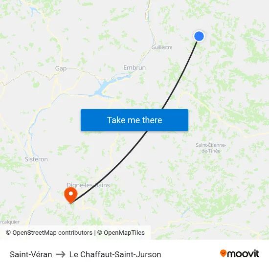 Saint-Véran to Le Chaffaut-Saint-Jurson map