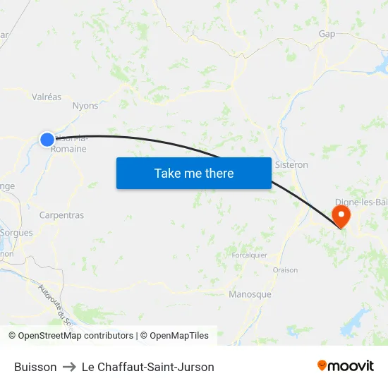 Buisson to Le Chaffaut-Saint-Jurson map