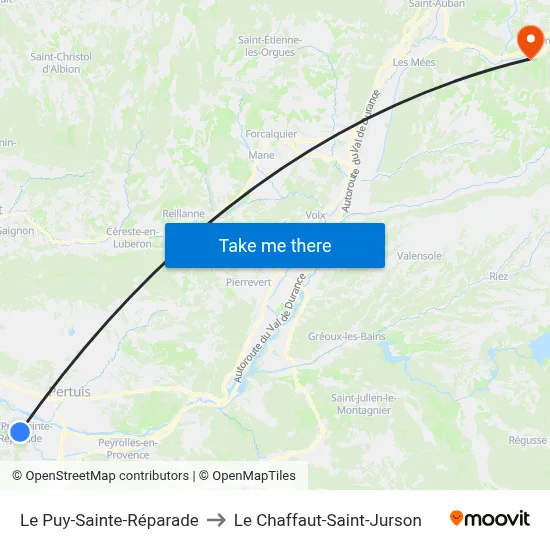 Le Puy-Sainte-Réparade to Le Chaffaut-Saint-Jurson map