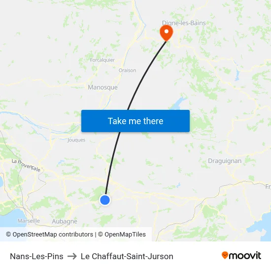 Nans-Les-Pins to Le Chaffaut-Saint-Jurson map