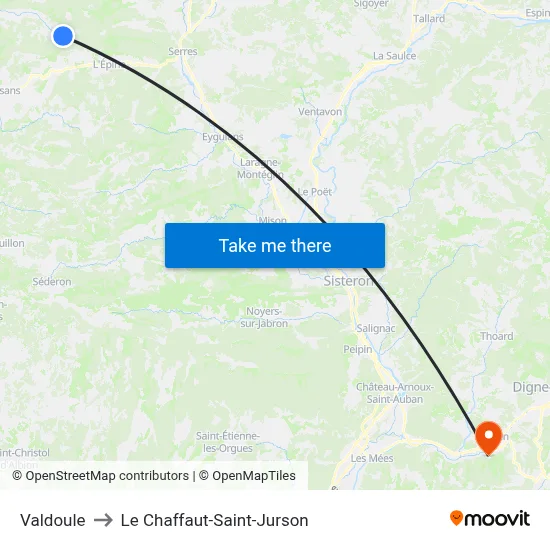 Valdoule to Le Chaffaut-Saint-Jurson map