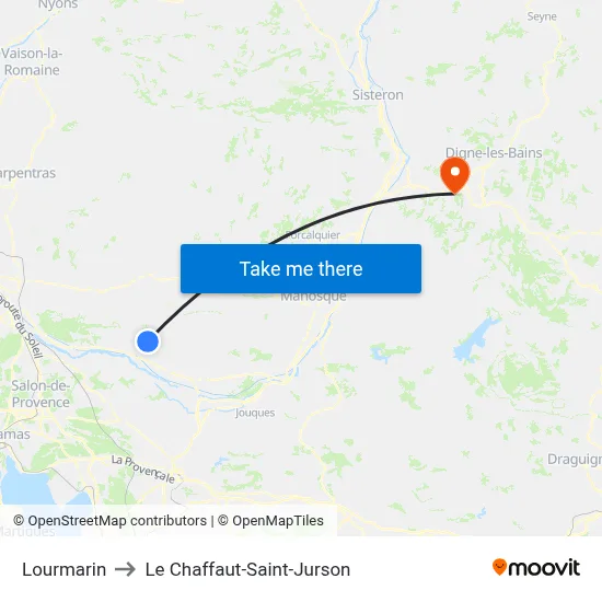 Lourmarin to Le Chaffaut-Saint-Jurson map