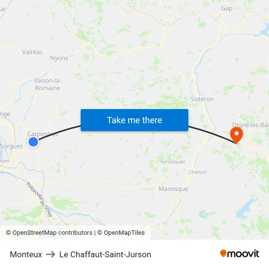 Monteux to Le Chaffaut-Saint-Jurson map