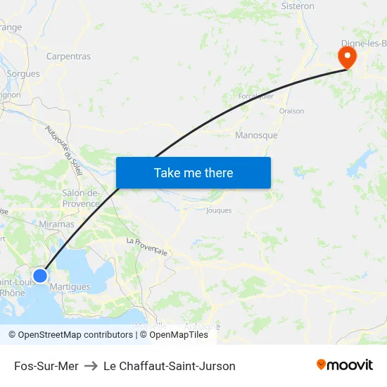 Fos-Sur-Mer to Le Chaffaut-Saint-Jurson map