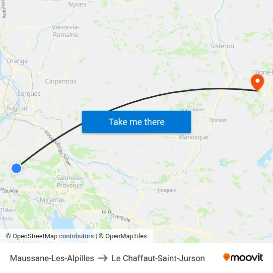 Maussane-Les-Alpilles to Le Chaffaut-Saint-Jurson map