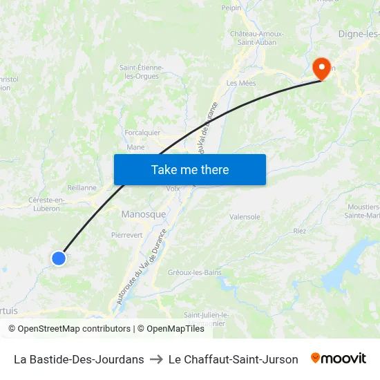 La Bastide-Des-Jourdans to Le Chaffaut-Saint-Jurson map