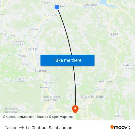 Tallard to Le Chaffaut-Saint-Jurson map