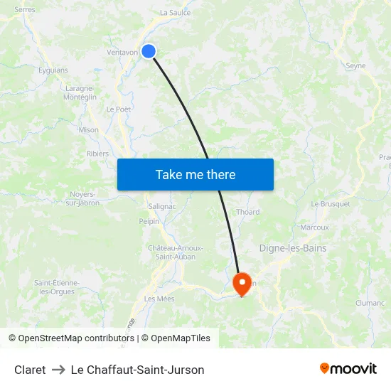 Claret to Le Chaffaut-Saint-Jurson map