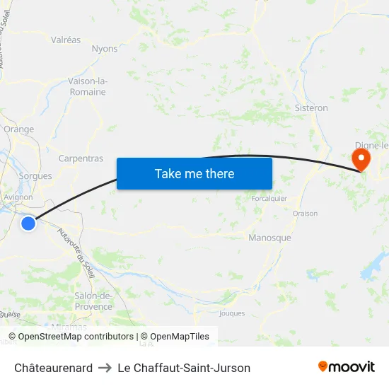 Châteaurenard to Le Chaffaut-Saint-Jurson map
