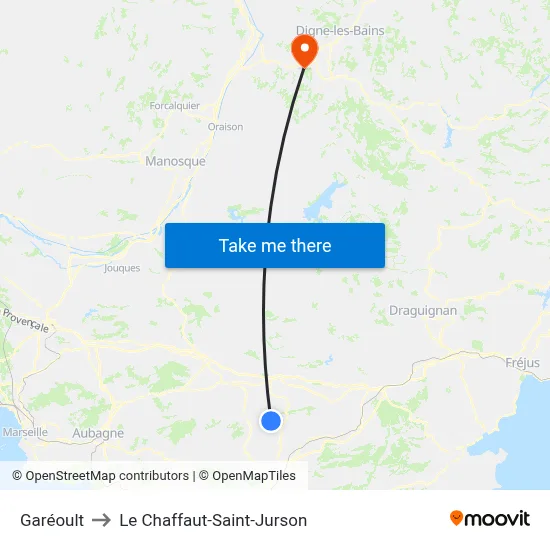 Garéoult to Le Chaffaut-Saint-Jurson map
