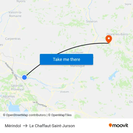 Mérindol to Le Chaffaut-Saint-Jurson map