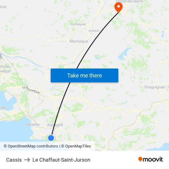 Cassis to Le Chaffaut-Saint-Jurson map