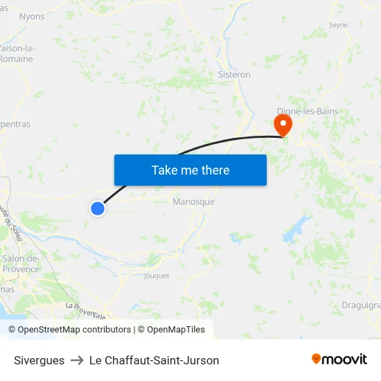 Sivergues to Le Chaffaut-Saint-Jurson map