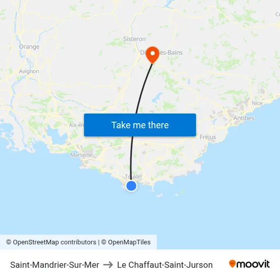Saint-Mandrier-Sur-Mer to Le Chaffaut-Saint-Jurson map