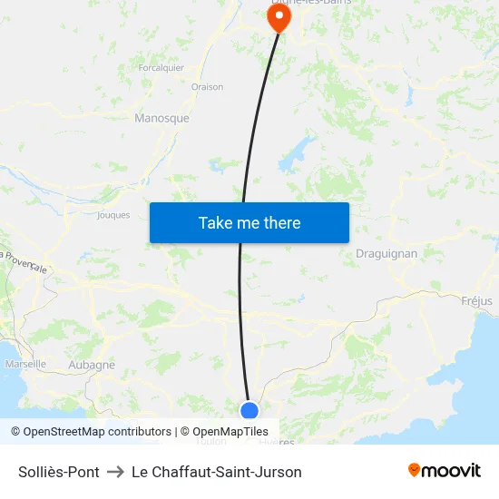 Solliès-Pont to Le Chaffaut-Saint-Jurson map