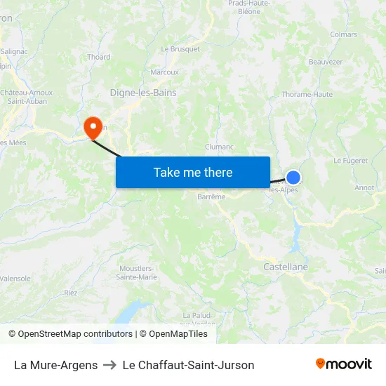 La Mure-Argens to Le Chaffaut-Saint-Jurson map