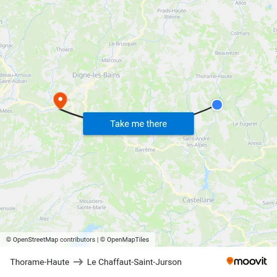 Thorame-Haute to Le Chaffaut-Saint-Jurson map