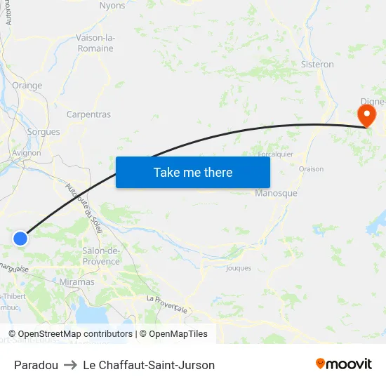 Paradou to Le Chaffaut-Saint-Jurson map