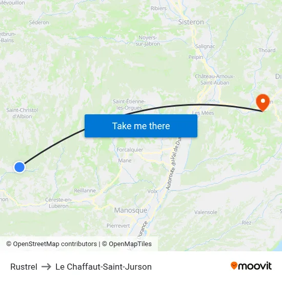 Rustrel to Le Chaffaut-Saint-Jurson map