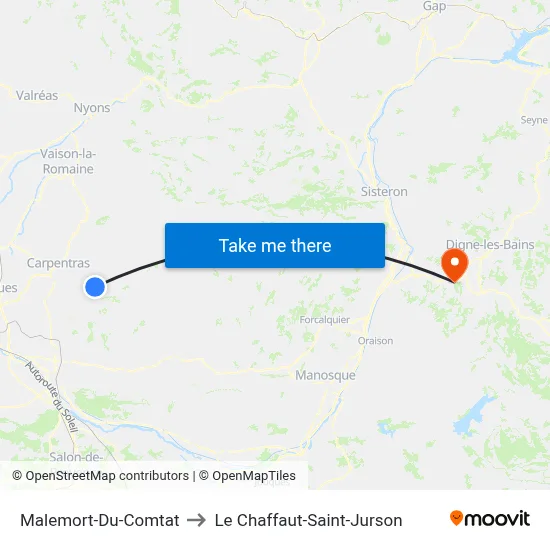 Malemort-Du-Comtat to Le Chaffaut-Saint-Jurson map