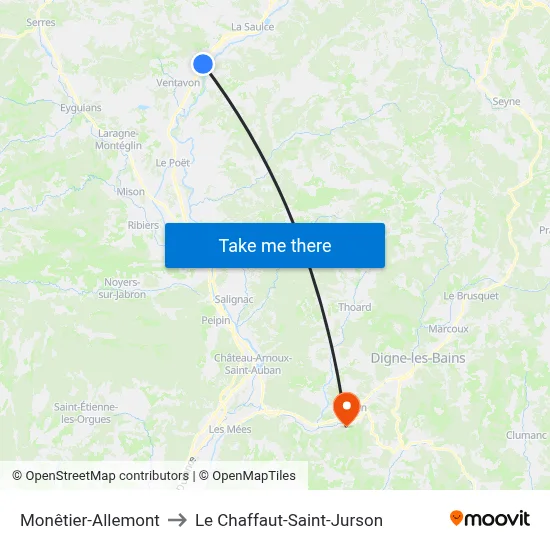 Monêtier-Allemont to Le Chaffaut-Saint-Jurson map