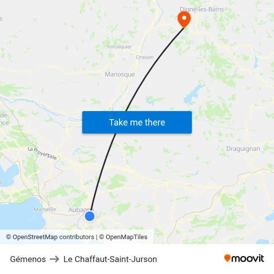 Gémenos to Le Chaffaut-Saint-Jurson map