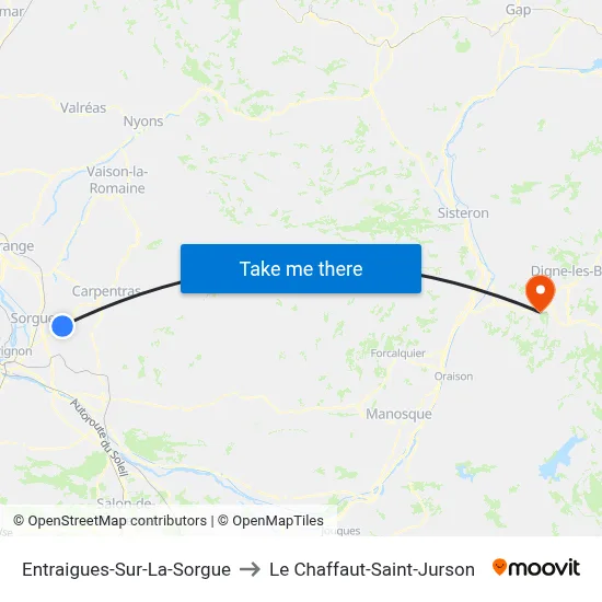 Entraigues-Sur-La-Sorgue to Le Chaffaut-Saint-Jurson map
