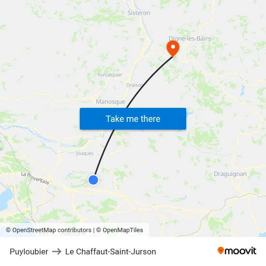 Puyloubier to Le Chaffaut-Saint-Jurson map