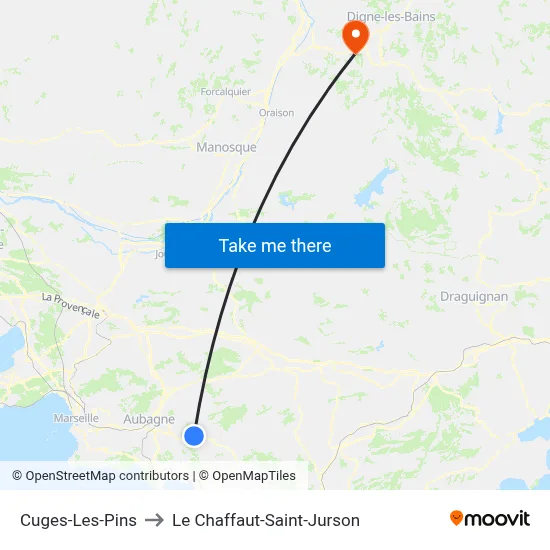 Cuges-Les-Pins to Le Chaffaut-Saint-Jurson map