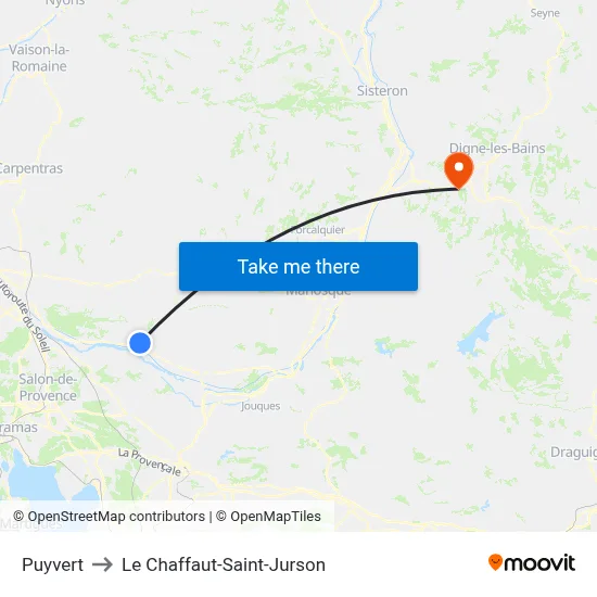 Puyvert to Le Chaffaut-Saint-Jurson map