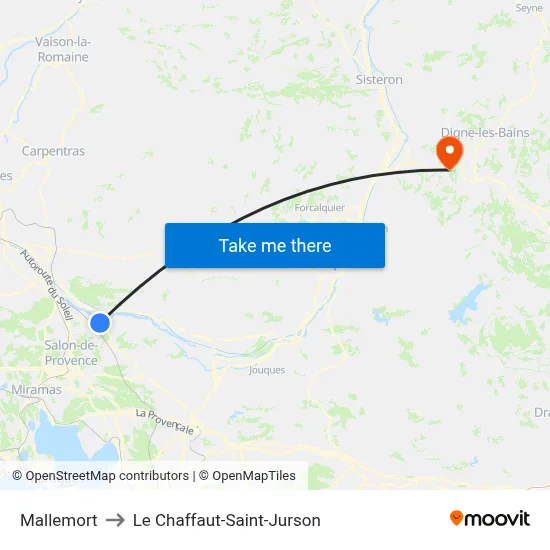 Mallemort to Le Chaffaut-Saint-Jurson map