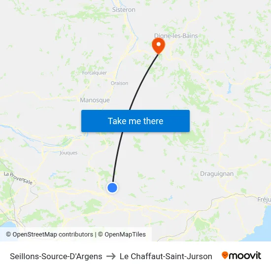 Seillons-Source-D'Argens to Le Chaffaut-Saint-Jurson map