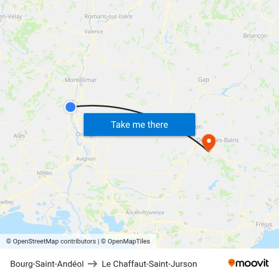 Bourg-Saint-Andéol to Le Chaffaut-Saint-Jurson map
