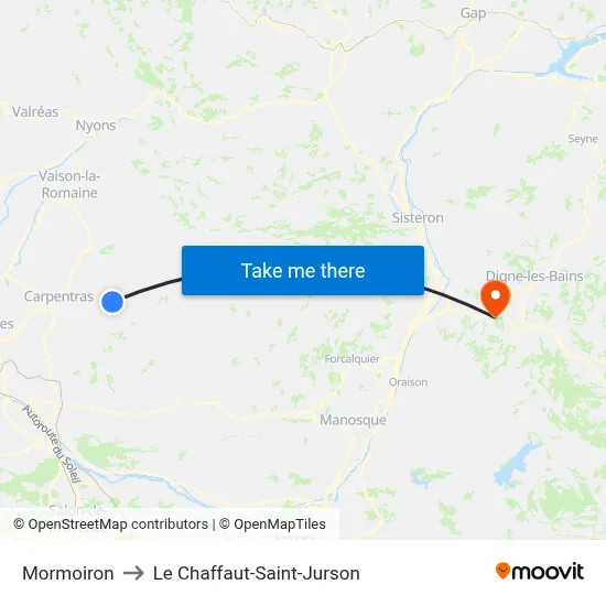 Mormoiron to Le Chaffaut-Saint-Jurson map