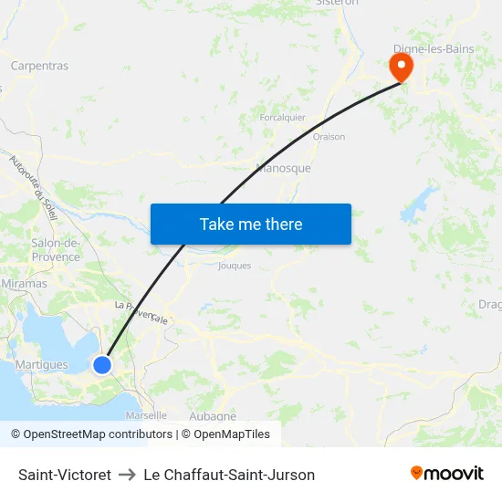 Saint-Victoret to Le Chaffaut-Saint-Jurson map