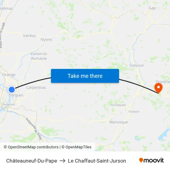 Châteauneuf-Du-Pape to Le Chaffaut-Saint-Jurson map