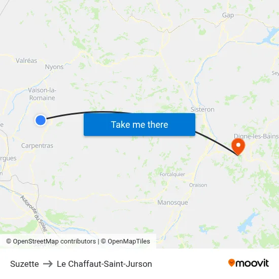 Suzette to Le Chaffaut-Saint-Jurson map